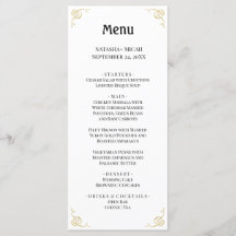 Menu simple et élégant White and Faux Gold