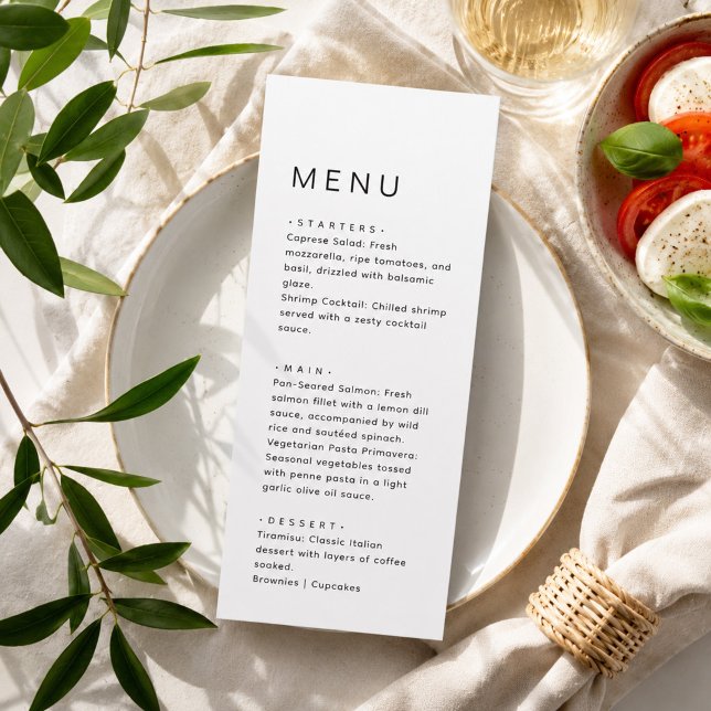 Menu Simple et propre dîner de mariage ultra-minimal (Créateur téléchargé)