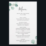 Menu simple Eucalyptus Rustic Mariage<br><div class="desc">Menu de mariage élégant avec un design simple avec aquarelle peinte de la verdure d'eucalyptus dans le coin supérieur gauche et le coin inférieur droit. L'arrière est une teinte assortie de vert sage moyen. Ce menu botanique rustique mariage avec une touche moderne est parfait pour un mariage de printemps ou...</div>