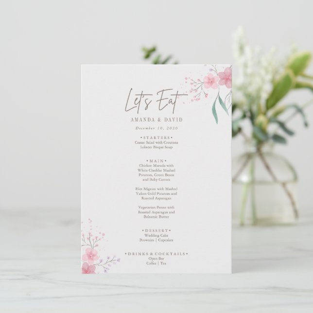 Menu Simple Fleur Élégant Mariage (Debout devant)