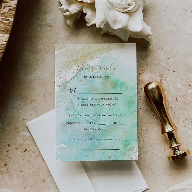 Menu Simple Gold et Green Mariage Choix RSVP (Créateur téléchargé)