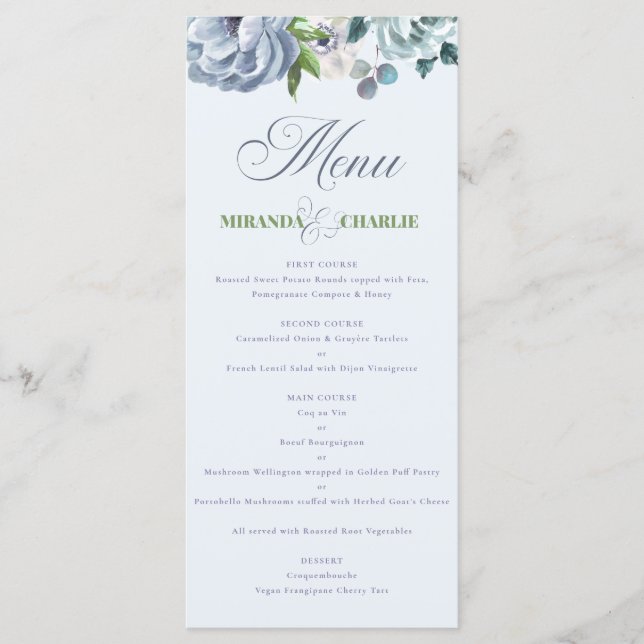 Menu simple Mariage bleu poudre (Devant)