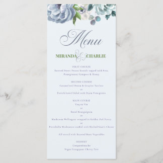 Menu simple Mariage bleu poudre