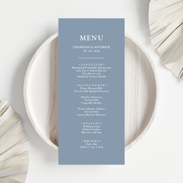 Menu Simple Mariage Bleu Poussiéreux (Créateur téléchargé)