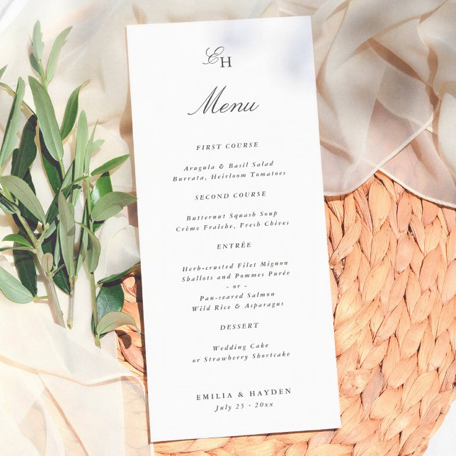 Menu Simple Mariage Bohème Minimaliste (Créateur téléchargé)