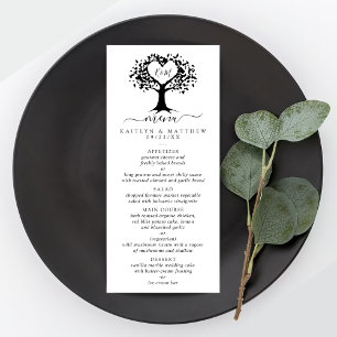 Menu Simple Mariage de l'arbre cardiaque du Monogramme 