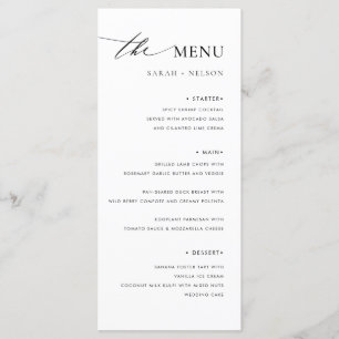 Menu simple Mariage de mariage élégant