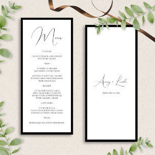 Menu Simple Mariage Élégant avec Bordure Blanche et Noi