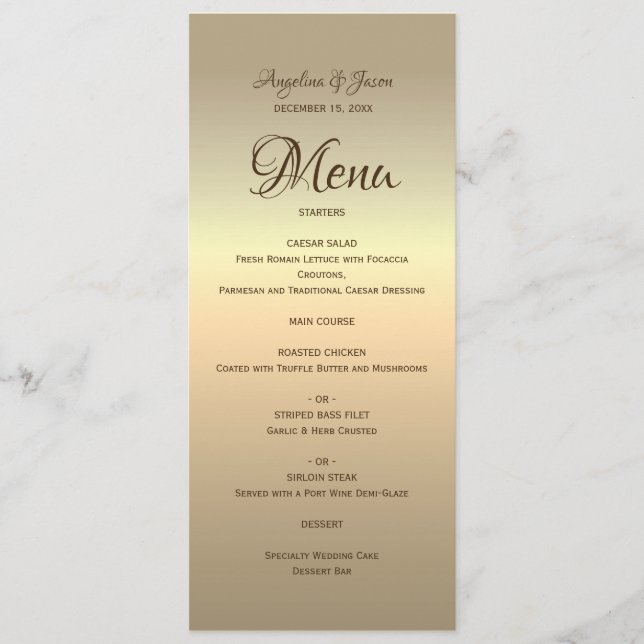 Menu Simple Mariage en Or (Devant)