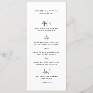 Menu Simple Mariage minimaliste élégant noir et blanc