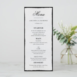 Menu Simple Mariage Minimaliste Noir Et Blanc