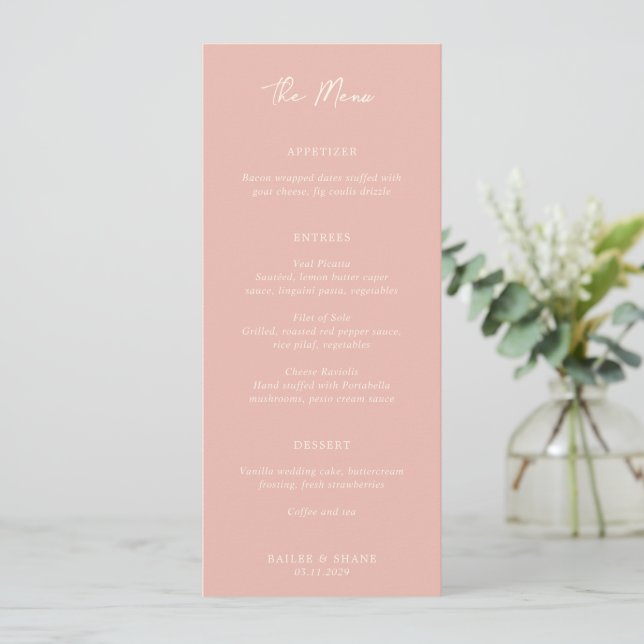 Menu Simple Mariage Moderne aux Pêches (Debout devant)