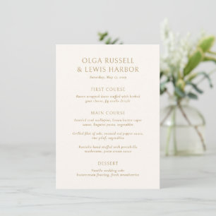 Menu Simple Mariage Moderne Ivoire et Or