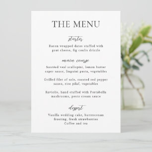 Menu Simple Mariage Moderne Noir et Blanc