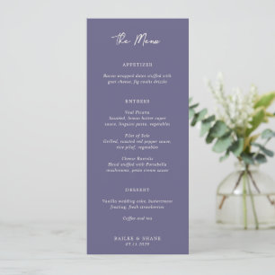 Menu Simple Mariage Moderne Poussiéreux Violet
