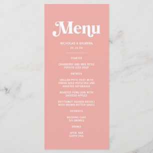 Menu Simple Mariage Rose