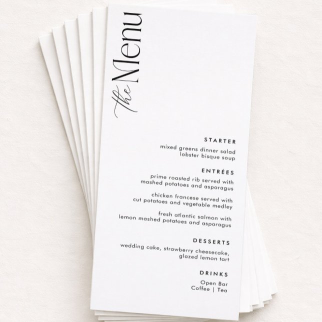 Menu Simple Mariage Vieux argent noir et blanc (Créateur téléchargé)