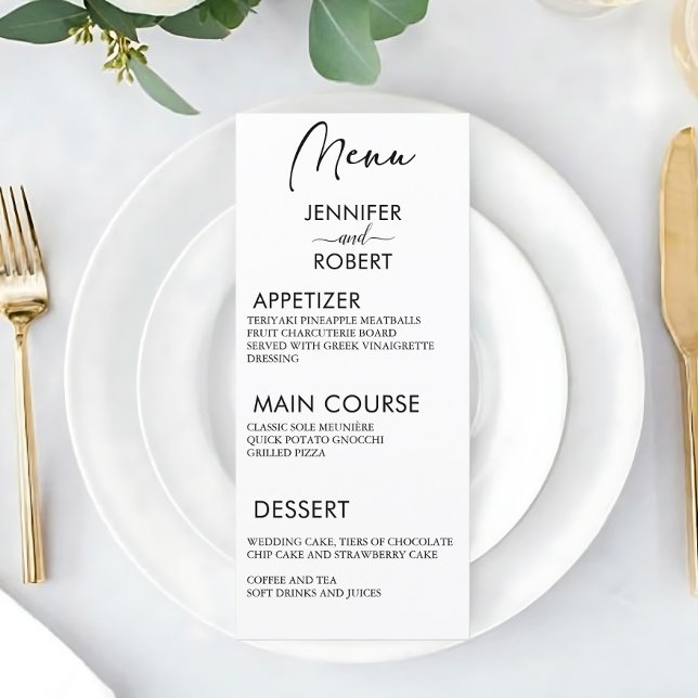 Menu Simple minimaliste calligraphie Rustique Mariage M (Simple Minimalist Calligraphy Rustic Wedding Menu)