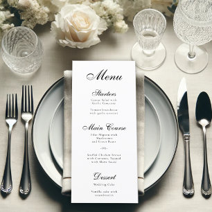 Menu Simple Minimaliste Élégant Script Noir et Blanc