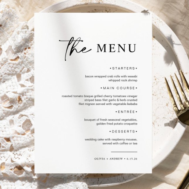 Menu Simple minimaliste et moderne | MARIAGE (Créateur téléchargé)
