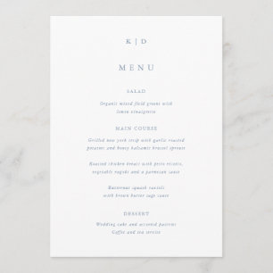 Menu Simple minimaliste Mariage bleu poussière