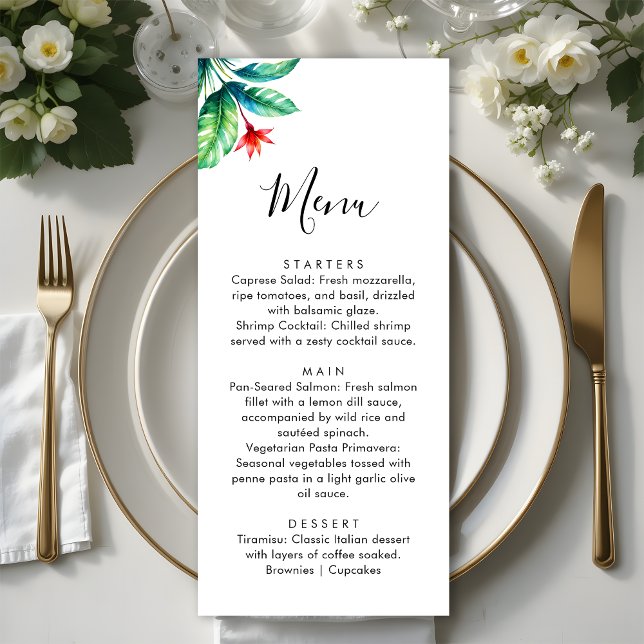 Menu Simple minimaliste Mariage de verdure tropicale (Créateur téléchargé)