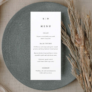 Menu Simple minimaliste Mariage noir et blanc