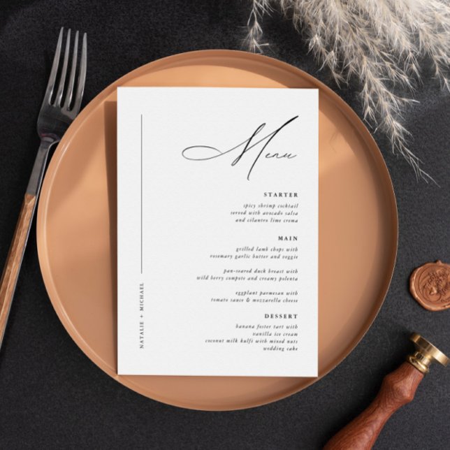 Menu Simple minimaliste noir et blanc Mariage moderne t (Créateur téléchargé)