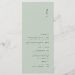 Menu Simple Minimaliste Sage Mariage