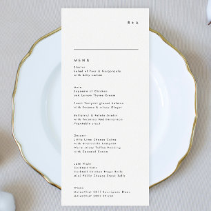 Menu Simple moderne noir blanc Mariage Monogramme