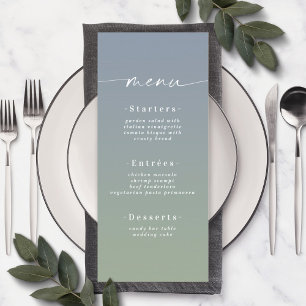 Menu Simple Ombre Dusty Blue & Green Mariage