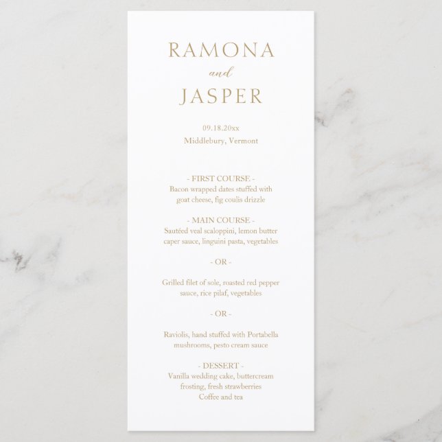 Menu Simple Or Moderne Mariage Gras (Devant)