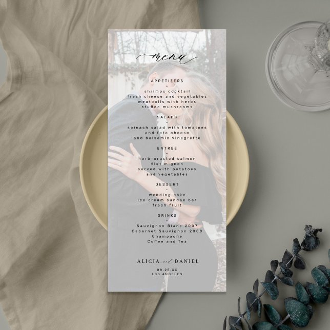 Menu Simple photo de mariage élégant (Créateur téléchargé)