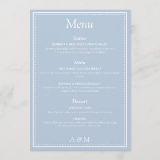 Menu Simple Poudre Bleue Poussiéreuse Minimaliste Éléga