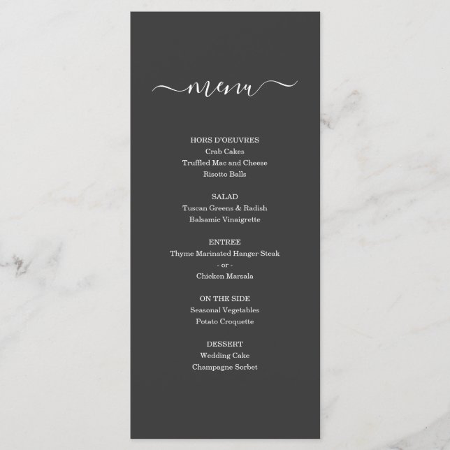Menu simple pour Mariage ou autre occasion spécial (Devant)