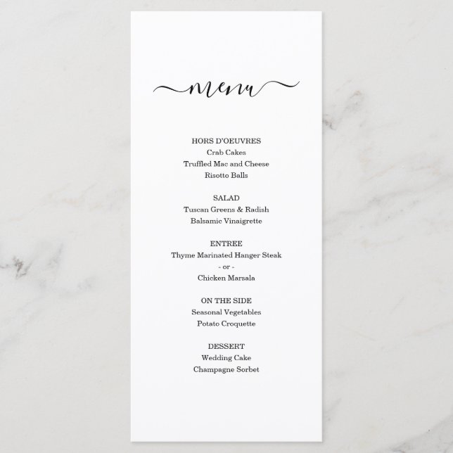 Menu simple pour Mariage ou autre occasion spécial (Devant)