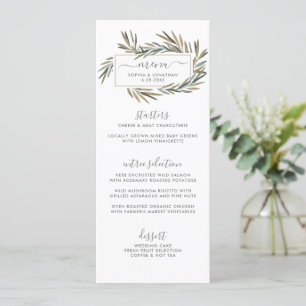 Menu simple Rustic Natural Botanb Mariage