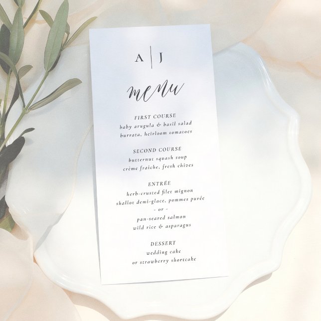 Menu Simple Script Calligraphy Monogram Wedding (Créateur téléchargé)