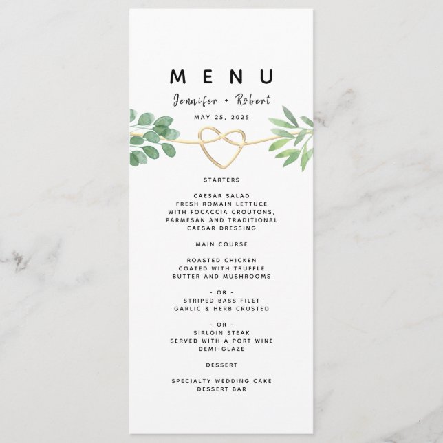 Menu Simplicité de la verdure Eucalyptus Élégant Mariag (Devant)