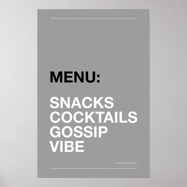 MENU : SNACKS – Affiche de cuisine drôle (Devant)