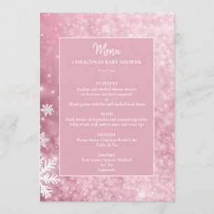 Menu Snowflake Winter Wonderland Baby shower rose