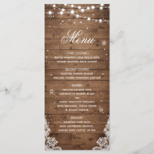 Menu Snowflakes de dentelle de bois rustique