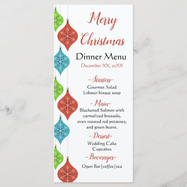 Menu Snowflakes Ornamy Party (Devant)