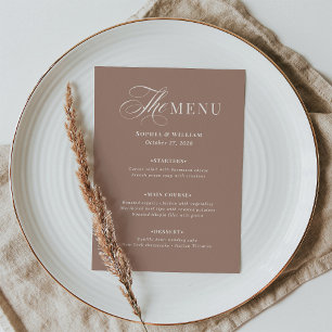 Menu Soft Mocha Taupe Élégant Mariage Neutre