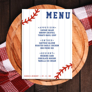 Menu Soirée De Baseball Pinstripe Réception De Mariage