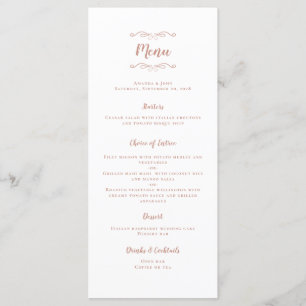Menu Soirée de mariage élégante Calligraphie Rose Gold