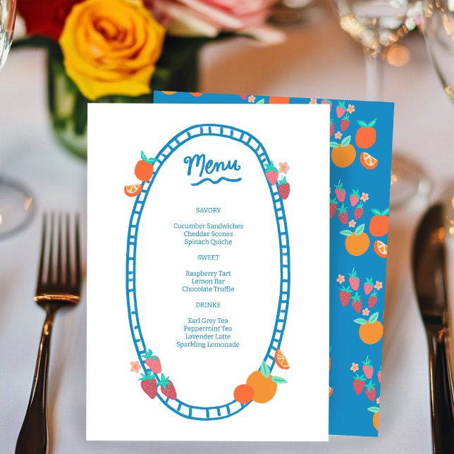 Menu Soirée de mariage pour Baby shower nuptial à base  (Cute Fruit CUSTOM Bridal Baby Shower Wedding Party Menu
)