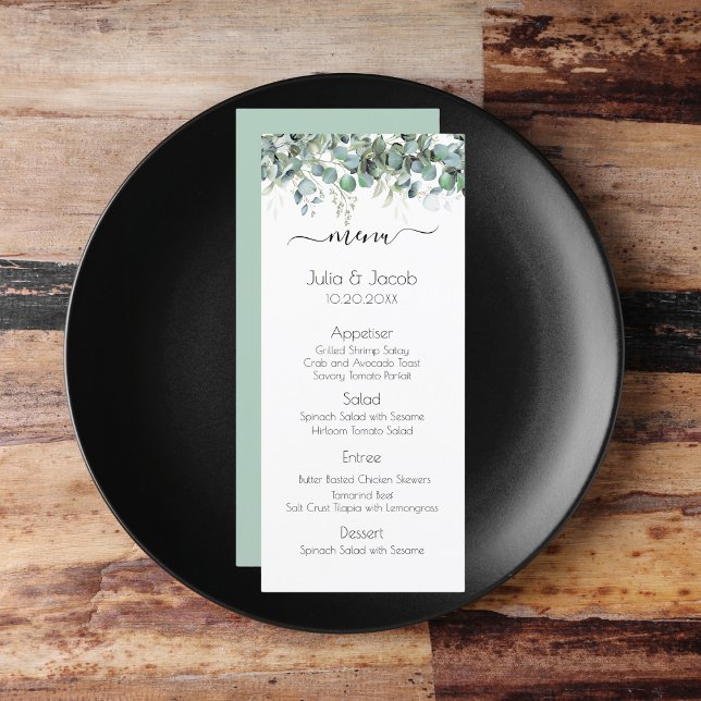 Menu Soirée de mariage simple Eucalyptus Green (Simple Eucalyptus Greenery Wedding Party Supplies)