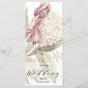 Menu Soirée vintage Peony Botanical Fine Art