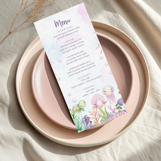 Menu Sous le Baby shower Sea Pearl (Créateur téléchargé)